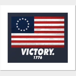 Distressed Betsy Ross Flag American Revolution Victory 1776 Posters and Art